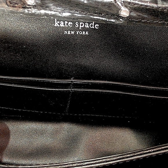 KATE SPADE Black and Silver Slide Lock Clutch Crossbody Bag Silver Accents NWOT - Picture 14 of 17